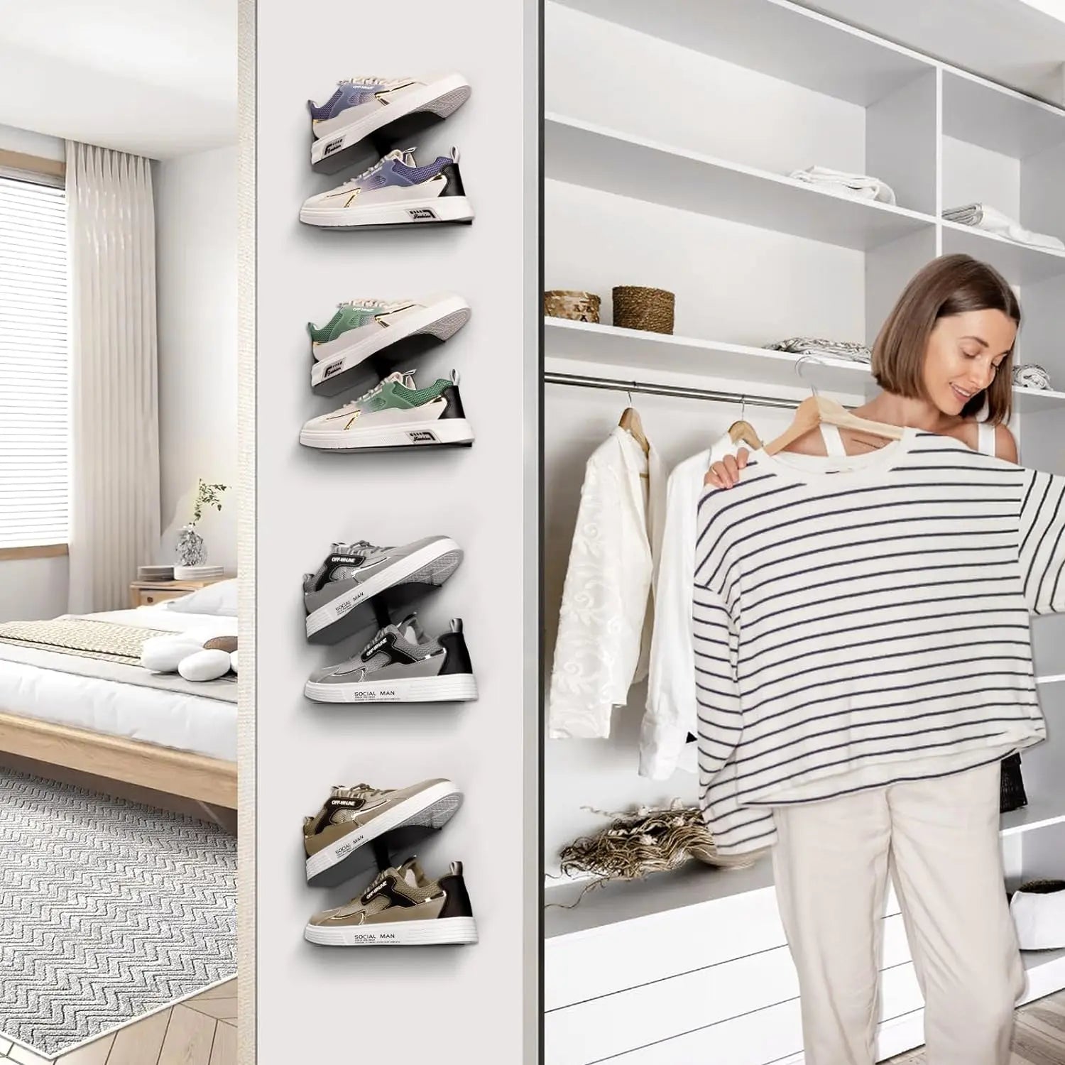 H-shaped Shoe Rack Wall Mounted, Floating Shoe Display Shelves, Sneaker Holders for Shoe Collectors & Advertising Exhibition