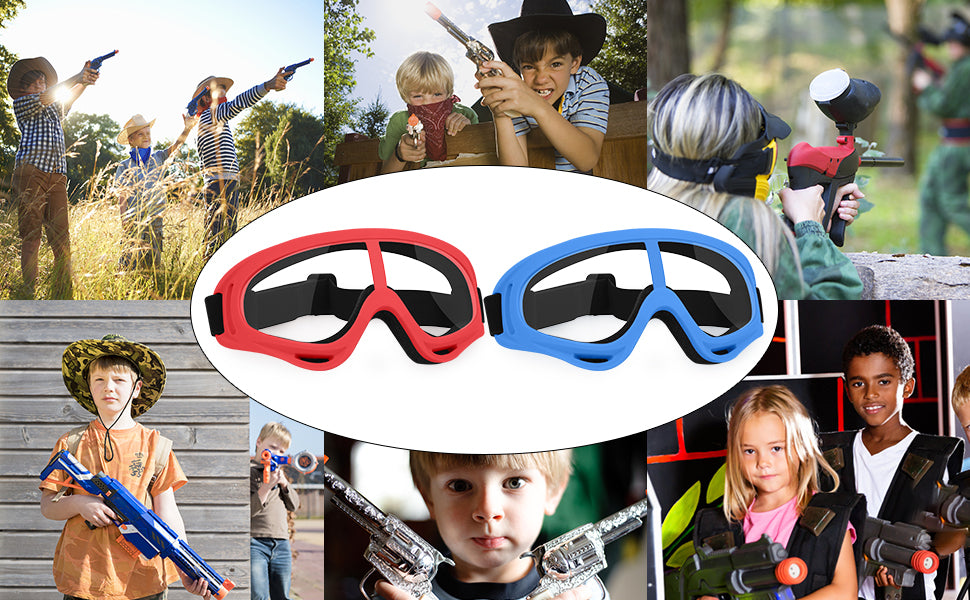 1/2 Pack Foam Gun and Blaster Face Mask Goggles Eye Shield  for Nerf Guns Foam Blaster Guns Red Blue Safety Glasses